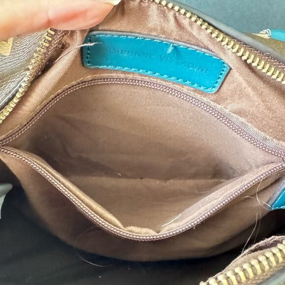 Adrianne Vittadini Signature Collection Dome Satchel w/Lock Chocolate Teal Bag - Picture 8 of 13